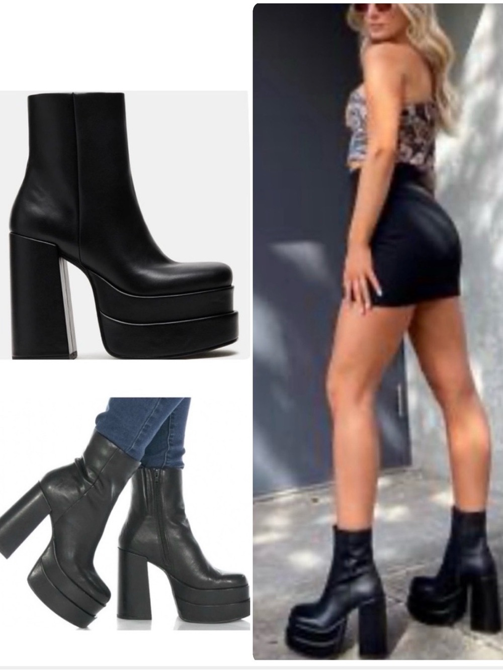 Steve Madden Cobra platform heeled boots in black leather